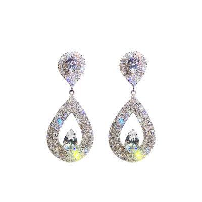 China CLASSIC Newest Fashion Ho Long Rhinestone Peplum Earrings Women's Personalized Teardrop-shaped Full Diamond Jewelry Accessories for sale