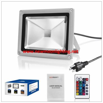 China 10W Waterproof LED Flood Light with US 3-Plug and Remote, RGB for sale