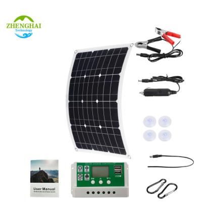 China Solar Power System Monocrystalline Solar Panel Kit RV Car Boat Camping Battery Waterproof with 100A Solar cell Charge solar system br solar for sale