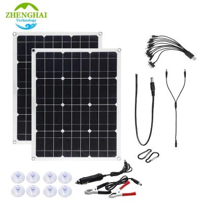 China Solar Power System  Monocrystalline Silicon 80W Mono Silicon Solar Panel Charger Photovoltaic Solar System flexible Tiktok RV Car power supply with 60A Controller for sale