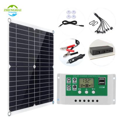 China Solar Power System 12w Solar panel Monocrystalline Silicon Adapter controller portable outdoor charging panel wholesale Photovoltaic Cell System for sale