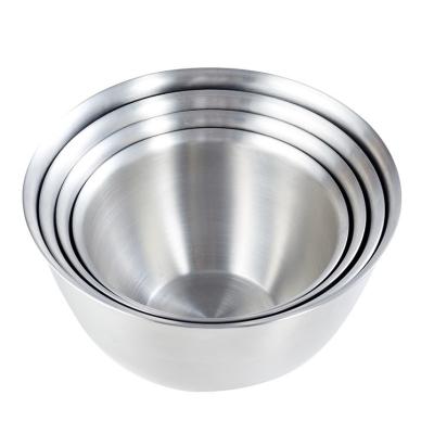 China Food Grade 304 Stainless Steel Large Capacity Round Salad Bowl Metal Viable Mixing Bowl For Cooking Kitchen for sale