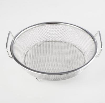 China Stylish High Quality Sustainable Stainless Steel Household Frying Sieve With Handle Kitchen Sieve Anti-scalding Basket for sale