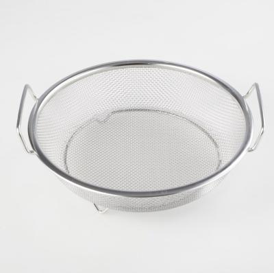 China Factory Direct Sale Viable With Base Handle Stainless Steel Frying Filter With Handle Kitchen Filter Basket Frying Basket for sale