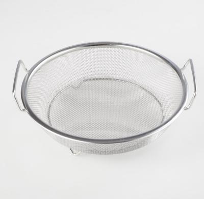 China Factory direct sales viable value with base handle stainless steel filter kitchen strainer frying basket for sale