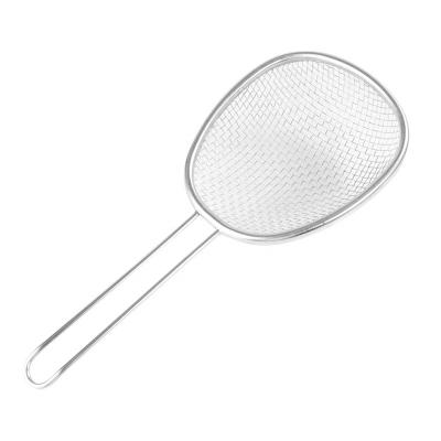 China Durable Stainless Steel Frying Oil Fries Strainer Oval Scoop Spoon For Frying Pot for sale