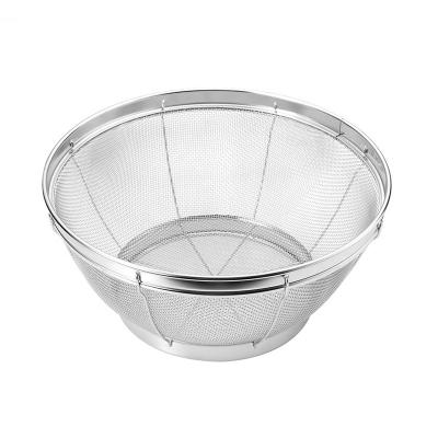 China Large Size Sustainable Stainless Steel Spaghetti Colander For Fruit Rice Pineapple And Vegetable for sale