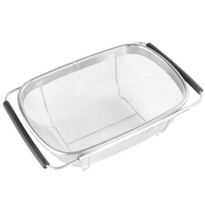 China Sustainable Stainless Steel Over Sink Colander Collapsible Expandable With Rubber for sale