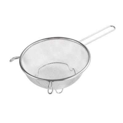 China Sustainable Kitchen Stainless Steel Mesh Pasta Drainer Food Deep Cooking Colanders And Strainers Set With Long Handle for sale