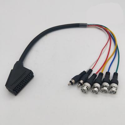 China Video Game Ready To Ship Female 21 Pin Scart To BNC RCA AV Audio Video Cable for sale