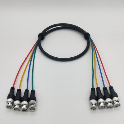 China Multicore Coaxial Cable 75Ohm , 4 BNC 4 DVD Player RGB Male to BNC Male Cable 1m Length for sale