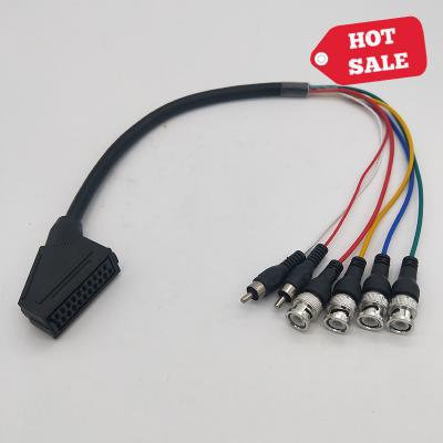 China Video Game Scart Female Plug To 4 BNC 2 RCA AV Audio Video Cable Composite Cable for sale