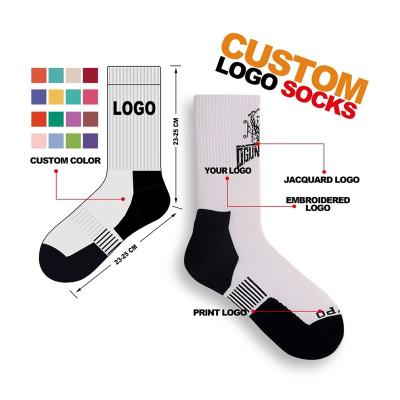 China OEM Breathable Cotton Bamboo Design Your Own Custom Logo Crew Socks Mens Basketball Socks White Black Elites for sale