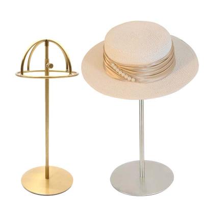 China Customizable Bag Display Stainless Steel Hat Display Rack All Metal Size Adjustable Semicircle Gold Black Hat Rack Display For Sewing for sale