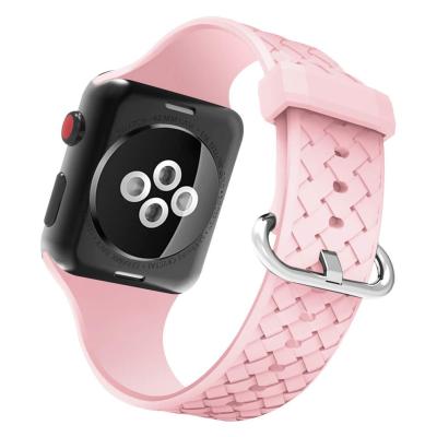 China For Apple Watch Sport Silicone Quick Release Custom Watch Band Woven Silicone For iwatch 6 Silicone Wrist Watch Strap for sale