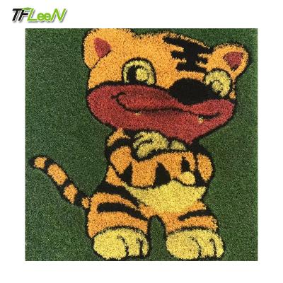 China Playground Animal Picture Custom Design Grass Carpet Tiles For Kids Playground Artificial Grass Carpet For Stairs for sale