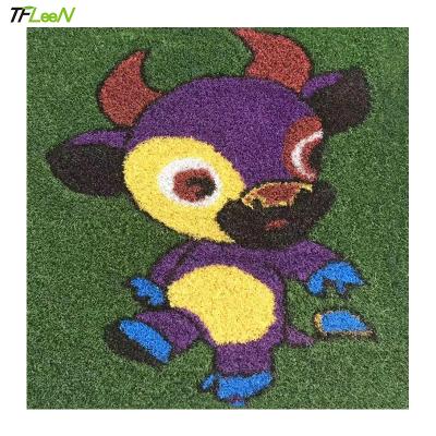 China PP+PE Factory Customized Logo DIY Artificial Grass Turf For Gym Restaurant Hotel Commercial Areas for sale