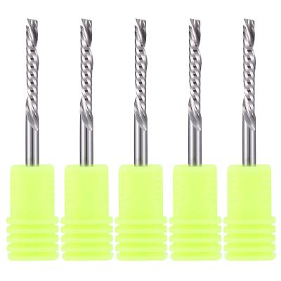 China Industrial 3.175X22mm Cutting 3.175X22mm Class 3A UP &DOWN Cut One 1 Single Flute Spiral Carbide Mill Tool Cutters For CNC Router for sale