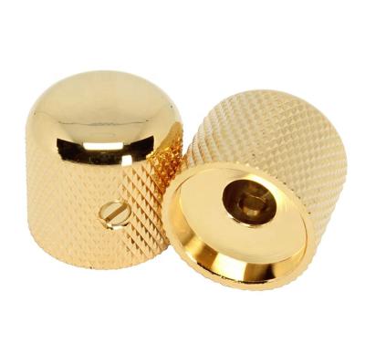 China Customized GUITAR Knurl 6.35mm 14 Axle Pot Solid Gold Metal Dome Round Bass Guitar Parts Knob for sale