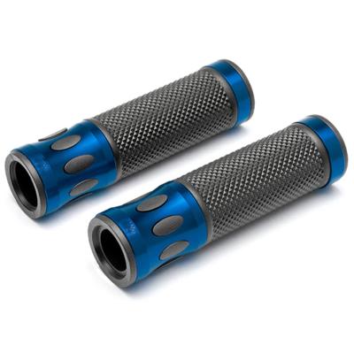 China Industry Motorcycles 22mm Handlebars Top Quality Aluminum Rubber Blue Anodized Hand Grips for sale