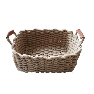 China Foldable Hand - Woven Cotton Rope Sundries And Clothing Laundry Basket for sale