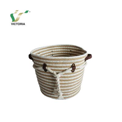 China Viable Supplier Gold Soft Latest Fashion Soft Storage Basket Kids Functional Cotton Rope Storage Basket for sale