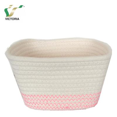 China Toy Factory Price Beige Cotton Rope Basket Viable Wholesale Cheap Widely Used New Design For Storage for sale