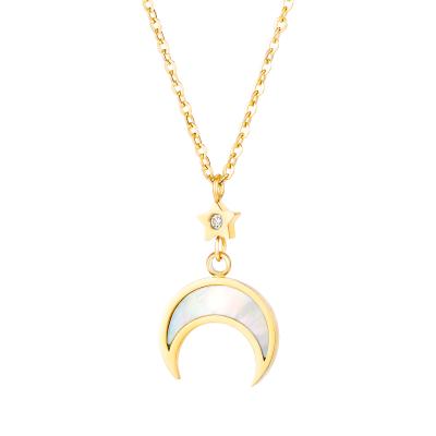 China Environmental Friendly Temperament Net Red Simple Crescent Necklace Moon Best Friend Pendant Gift Shell Necklace for sale