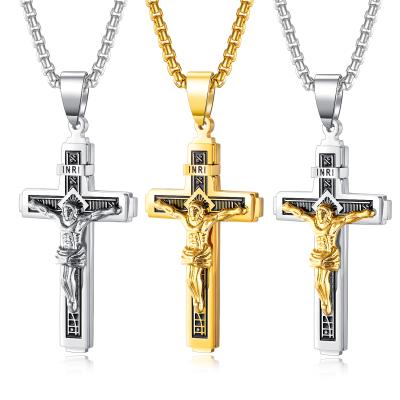 China Environmentally Friendly Titanium Steel Prayer Cross Faith Church Necklace Fashion Pendant Men's Jewelry for sale