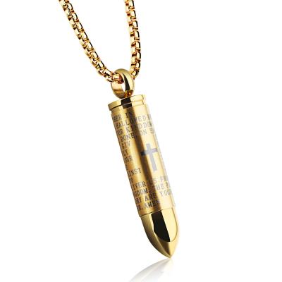 China Environmentally Friendly Wholesale Titanium Pendant Necklace Bullet Stainless Steel Masculine Men's Necklace for sale