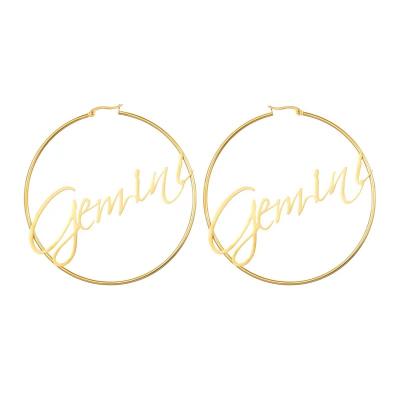 China High Quality Customized Environmentally Friendly Stainless Steel Zodiac Sign Circle Stud Earrings For Women Tarnish Free Jewelry for sale