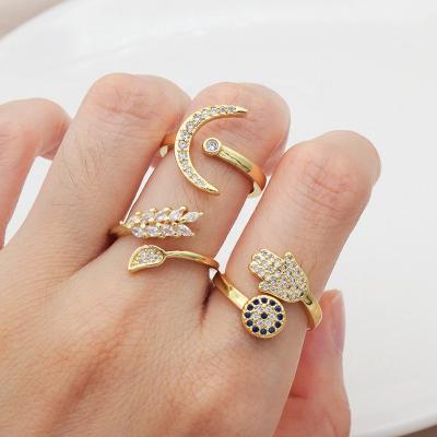 China Environmentally Friendly CZ Gold Plating Finger Ring Women Jewelry Customize Fashion Adjustable Ring for sale