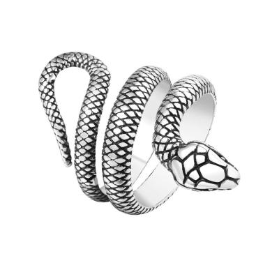 China TRENDY Retro Punk Rock Style Ring Stainless Steel Snake Shape Design Hip Hop Ring for sale