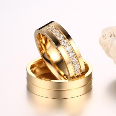 China Engraved Name High Quality Environmentally Friendly Wedding Ring Couple Promise Diamond Engagement Ring for sale