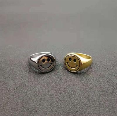 China Environmental Friendly Smiley Face Ring Stainless Steel Hip Hop Style 316l Punk Ring for sale