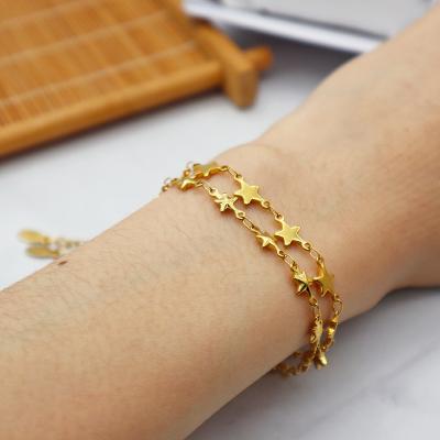 China 2022 Fashionable Environmental Friendly Star Charm Stainless Steel Women Jewelry 18k Gold Plated Bracelet for sale