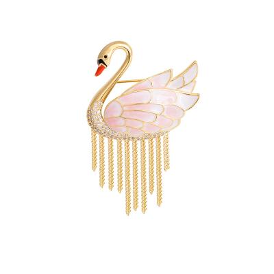 China New Fashion Costume Tassel Brooch Female Enamel Chandelier Corsage Brooch Fashionable Swan Brooch Pin for sale