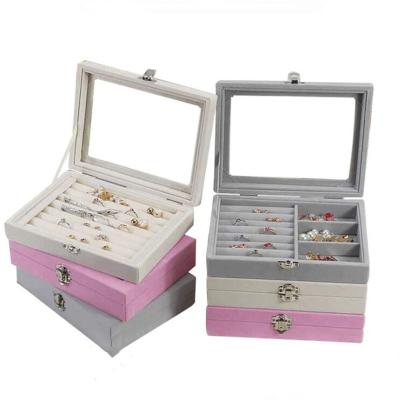 China Wholesale-Eco-friendly Portable Ring Earring Necklace Storage Jewelry Box Large Capacity Display Rack Pilou Case For Women for sale