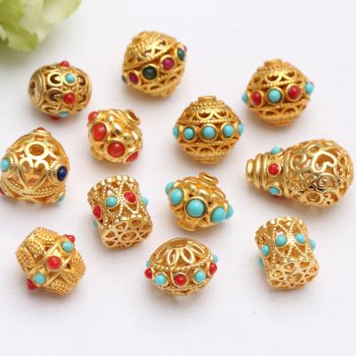 China Luck Copper Gold Plated Handmade Jewelry Inlaid Beads Pendant Accessories DIY Making Pendant Accessories for sale