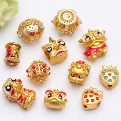 China Chinese Traditional Lion Lucky Beads Necklace Luck Dance Handmade Pendant Accessories Jewelry Making for sale