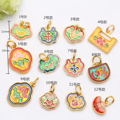 China Luck Copper Gold Plated Chinese Style DIY Ethnic Traditional Pendant Jewelry Making Pendant Accessories for sale