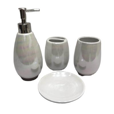 China Viable Wholesale Pearl Luster Ceramic Bathroom Sets Luxury Ceramic Bathroom Sets Cheap Bathroom Sets for sale