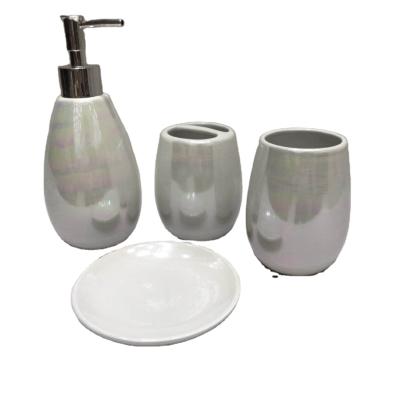 China Viable Effect Modern Luxury Solid White Glossy Ceramic Color Bathroom Accessory Sets for sale