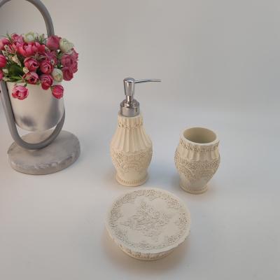 China Cheap Hot Sale Resin Bathroom Product Sandstone Effects Resin Bathroom Accessories Sets Viable for sale