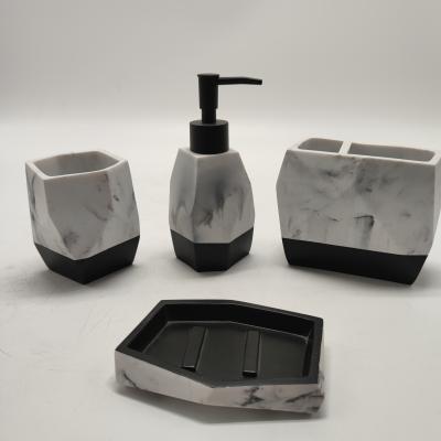 China Viable Marbled Irregular Polyresin Design Polyresin Bathroom Accessories Sets for sale