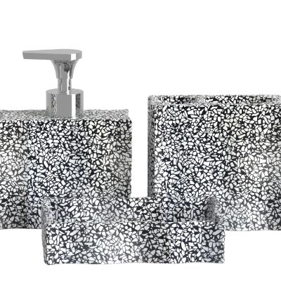 China Viable Wholesale China White And Black Terrazzo Products Bathroom Accessories Set for sale