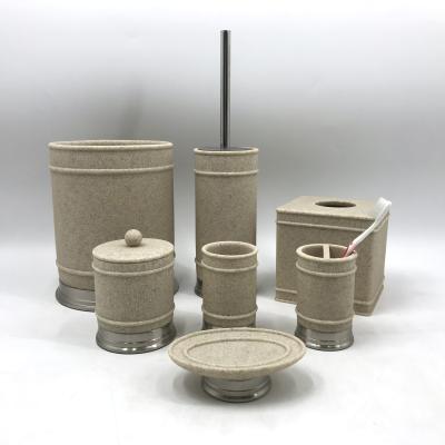 China Sustainable Sandstone Effects With Metal Base Resin Bathroom Accessories Sets for sale