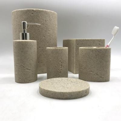 China Sustainable Hot Selling Bathroom Product Natural Sandstone Effects Resin Bathroom Accessories Sets for sale