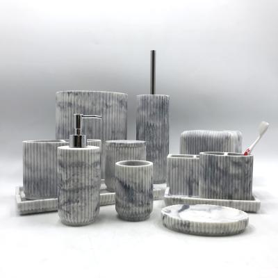 China Sustainable Natural Marble Effects Resin Bathroom Accessories Sets From China Manufacturer for sale