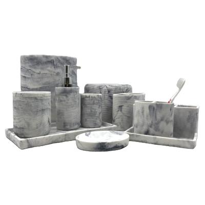 China China Sustainable Manufacturer Modern Natural Marble Effects Resin Bathroom Accessories Sets for sale